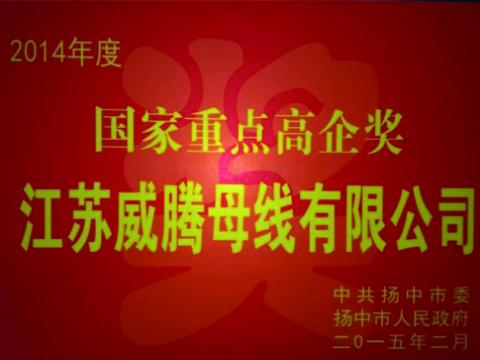 不朽情缘母线公司获“国度沉点高企”奖